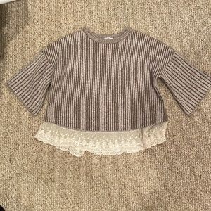 THML STRIPED LACEY SWEATER